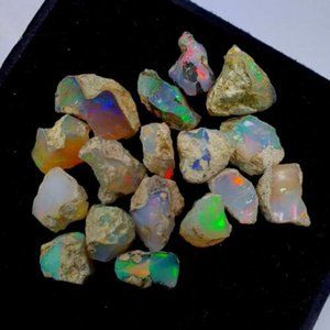 50.00Cts. 100%Natural Multi Fire Ethiopian Opal WELO Rough Cabochon Lot Crystals